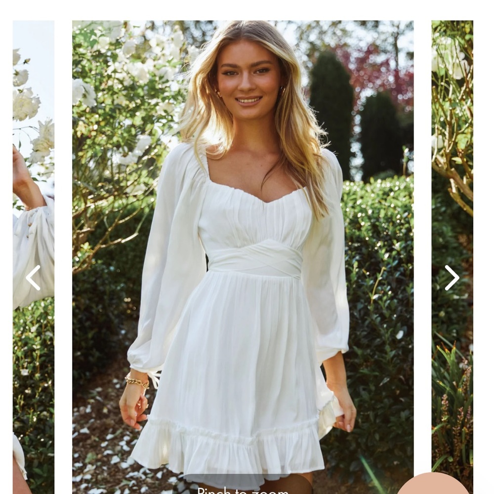 LINKA ON OR OFF-SHOULDER LONG SLEEVE TIE-BACK WHITE DRESS - SIZE L